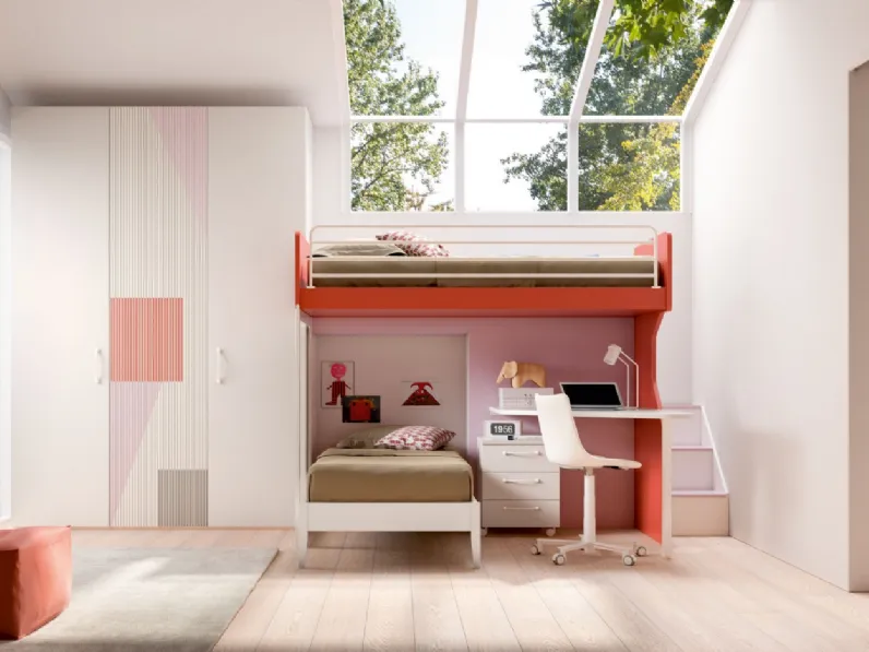 Camera con soppalco e scrivania Room 168 di Zg Mobili