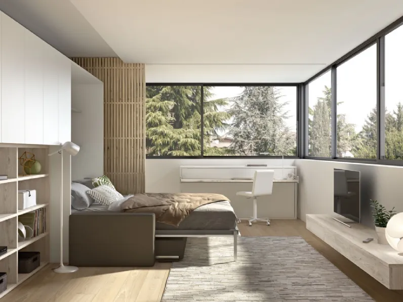 Camera moderna salvaspazio con letto aperto Room 148 di Zg Mobili