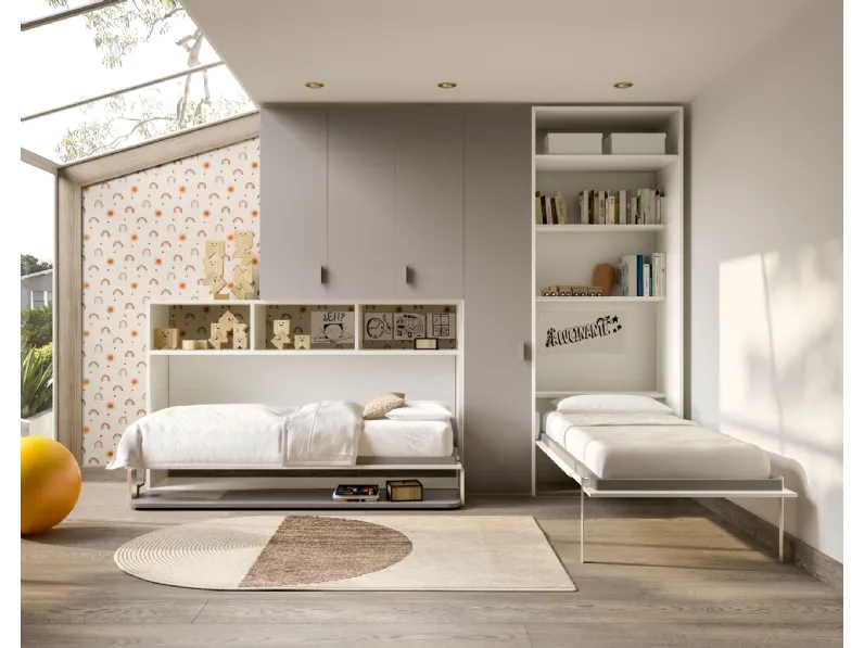 Camera salvaspazio con letti a scomparsa aperti Room 149 di Zg Mobili