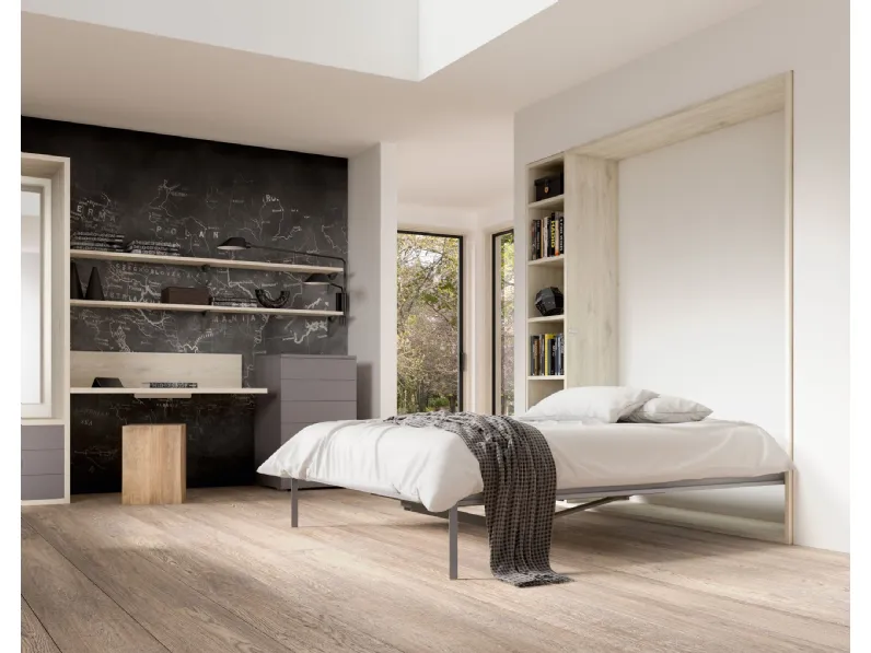 Camera salvaspazio con scrivania e letto aperto Room 150 di Zg Mobili