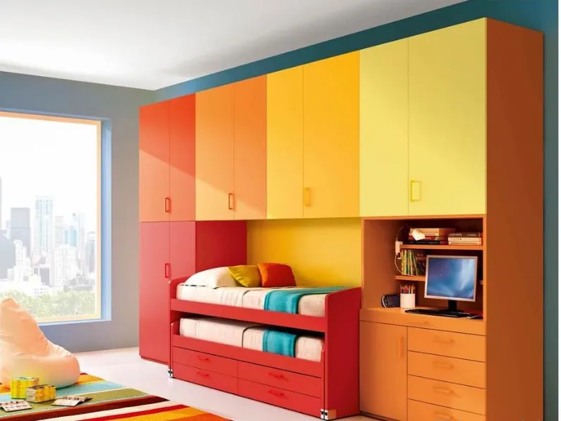 Cameretta 624 a ponte con secondo letto estraibile di Ferrimobili