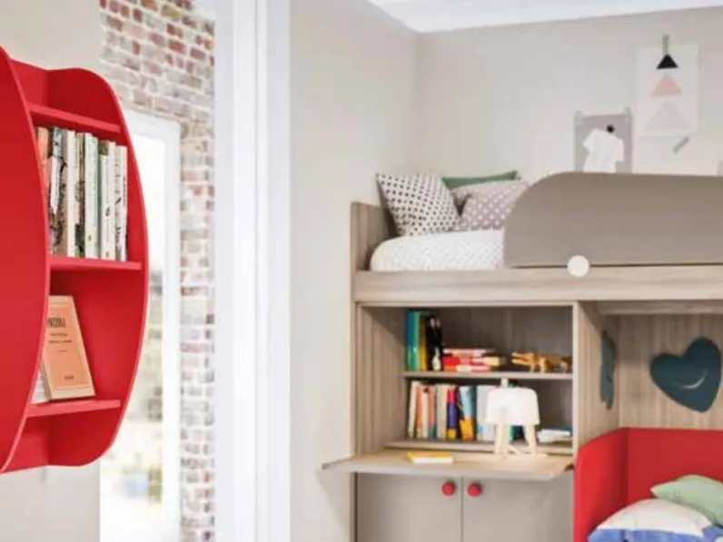 Cameretta a soppalco con scrittoio basculante Mya Comp 09A di Mab