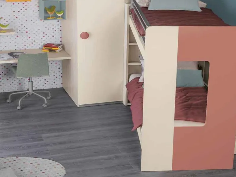 Cameretta con letti a castello Composizione 707 in laccato opaco e melaminico di Spagnol Mobili