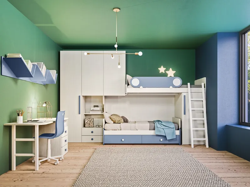 Cameretta con letto a castello e contenitori Mya Comp 07 di Mab