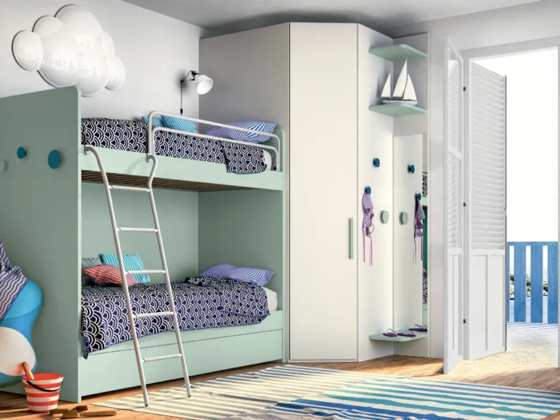 Cameretta con letti a castello e cabina ad angolo Composizione 164 di Furlan