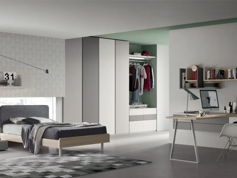 Cameretta componibile con angolo studio di design Composizione 177 di Furlan