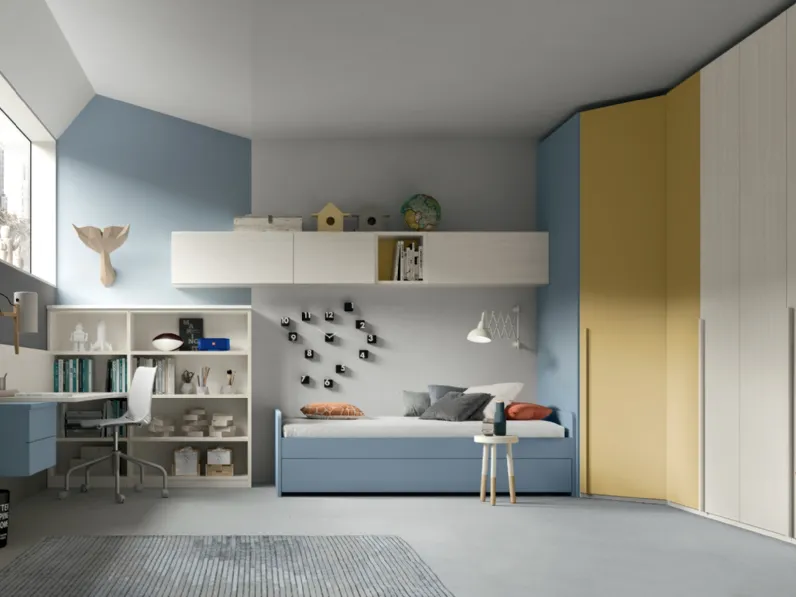 Cameretta con armadio, cabina armadio angolare e scrivania Composizione 182 di Furlan