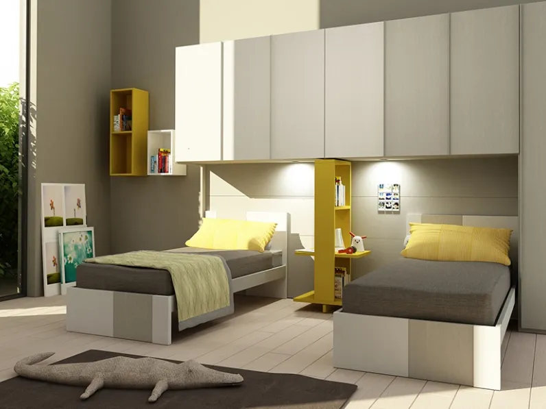 Cameretta a ponte Cool Composizione 09 in legno laccato a poro aperto di Granzotto