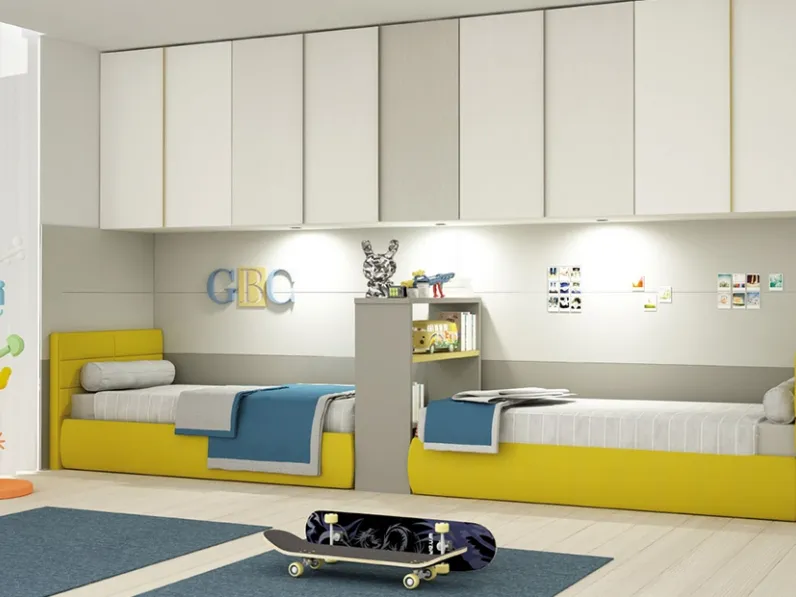 Cameretta Cool Composizione 10 con due letti in laccato opaco di Granzotto
