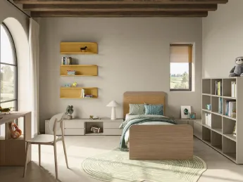 La cameretta Golf-K105 di Colombini Casa è un ambiente completo e funzionale, pensato per offrire st