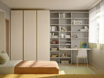 La cameretta Golf K124 di Colombini Casa è un ambiente essenziale e funzionale, ideale per chi cerca
