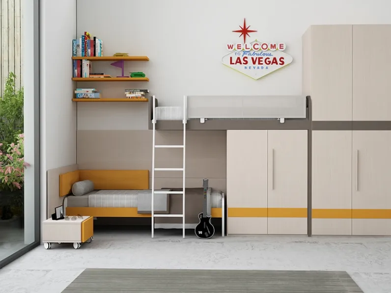 Cameretta a soppalco Warm Composizione 14 di Granzotto