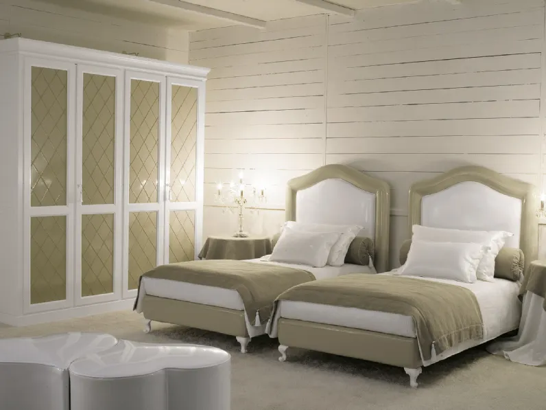 Cameretta componibile con due letti Romantic Junior 33R in laccato opaco bicolore di Halley 