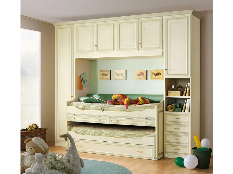 Cameretta a ponte con due letti di cui uno estraibile Happy Night 118 di Ferretti e Ferretti