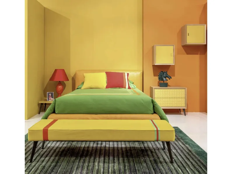 Cameretta componibile Innovation Marlena Dreams in laccato opaco con letto imbottito 06MD di Halley 