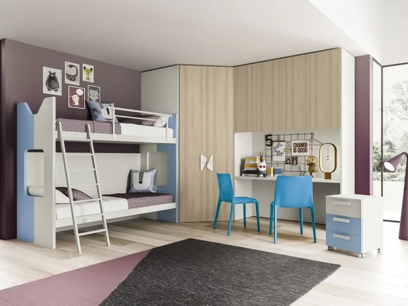 Cameretta con letti a castello in melaminico e laccato opaco KéTipo Comp 06 di Zanotti Mobili