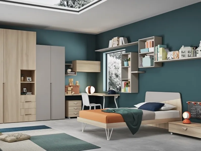 Cameretta componibile in melaminico e laccato KéTipo Comp 11 di Zanotti Mobili