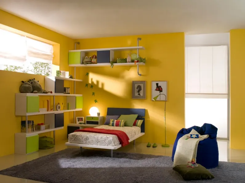 Cameretta componibile in laccato opaco in vari colori Life System 09 di Marzorati