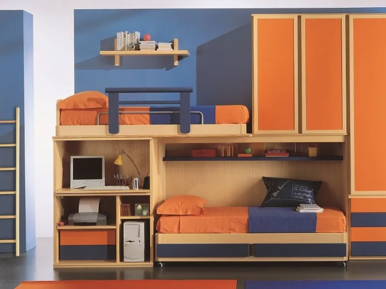Cameretta a soppalco in laccato opaco e legno Emme Legno 09 di Marzorati