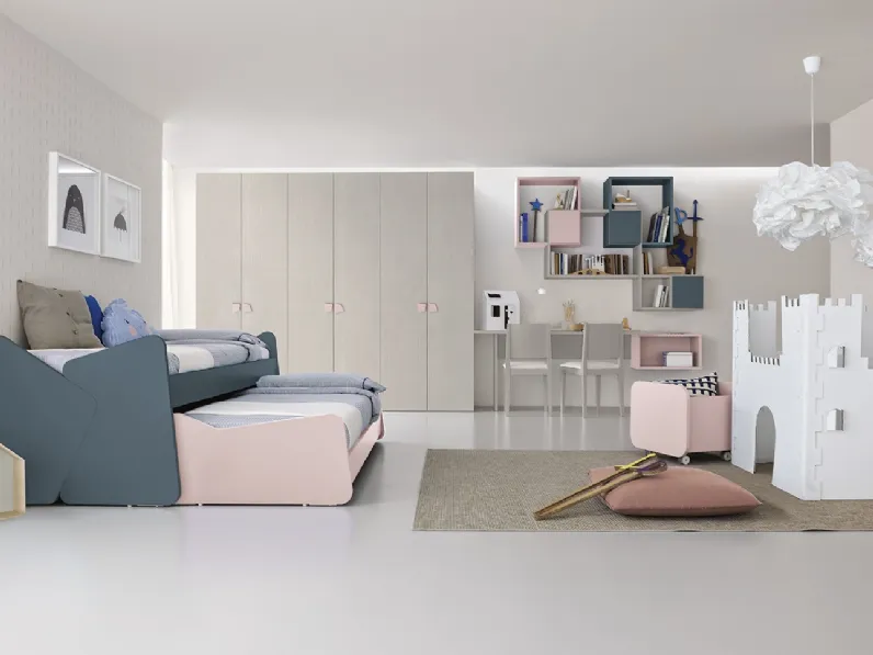 Cameretta con secondo letto scorrevole Momenti 12 K30 di Febal Casa