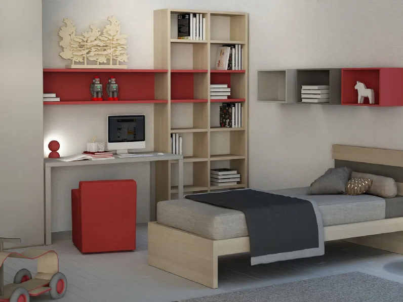 Cameretta Natural Composizione 01 in laccato opaco e Rovere di Granzotto