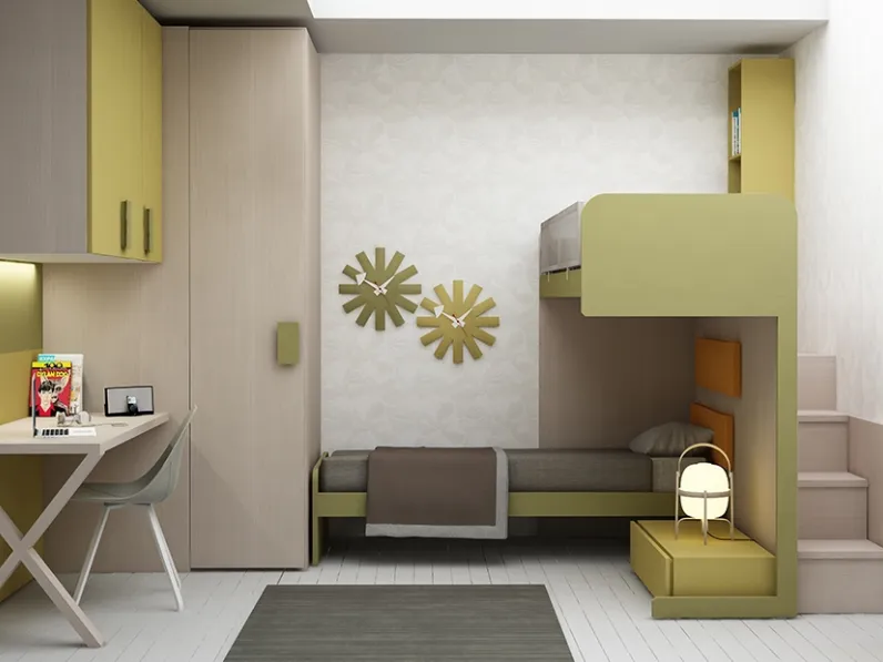 Cameretta con letti a catello Natural Composizione 17 di Granzotto