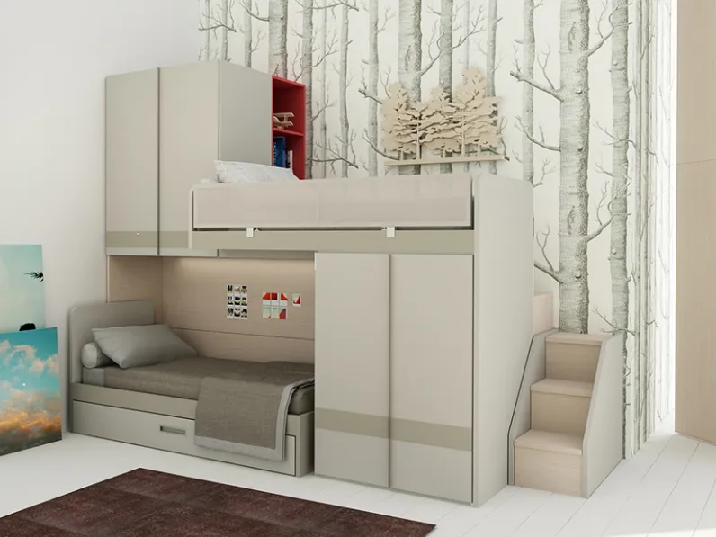 Cameretta in laccato opaco Natural Composizione 19 di Granzotto