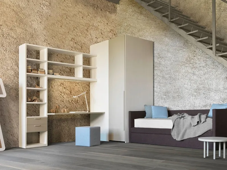 Cameretta Natural Composizione 07 in legno laccato a poro aperto di Granzotto