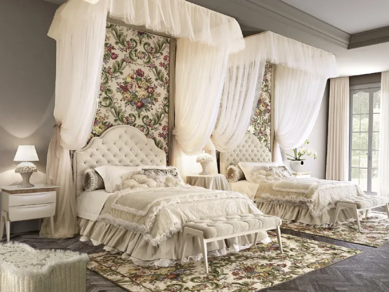 Cameretta componibile Romantic J Collection 12R con due letti a baldacchino di Halley 