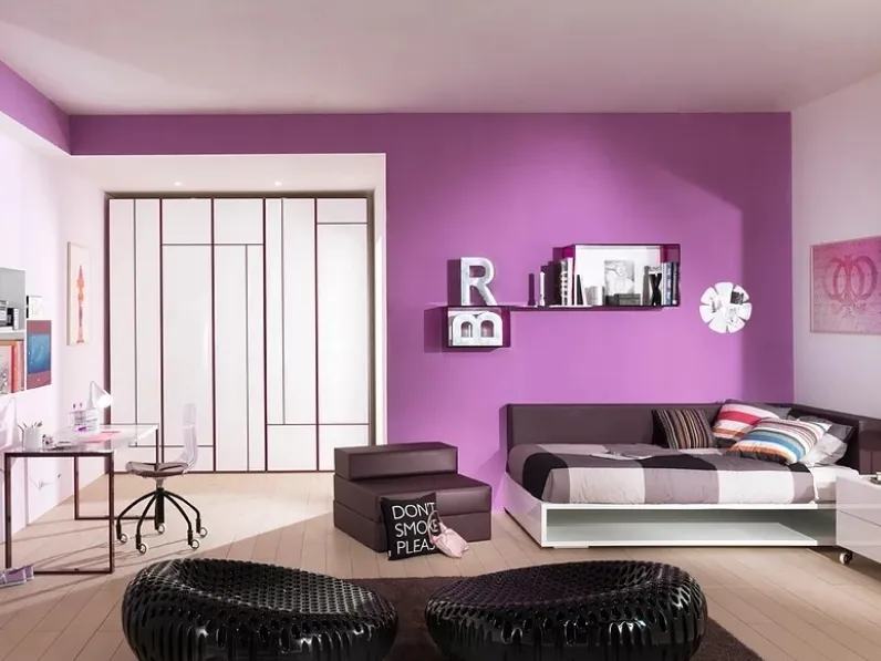 Cameretta componibile di design Kubika Violet&White di Sangiorgio
