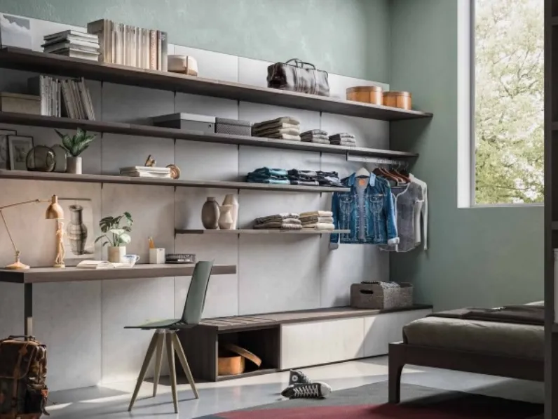 Cameretta per ragazzi con libreria Space 20 08 di Corazzin