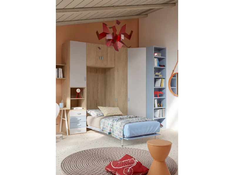 Cameretta con letto a scomparsa in laccato e nobilitato Top CM 320 di Giessegi