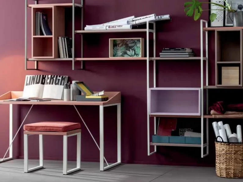 Cameretta moderna per ragazze con angolo studio Urban Time Selenio di Callesella