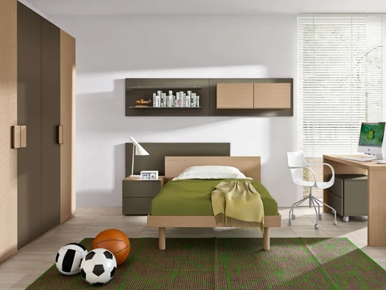 Cameretta Warm Composizione 03 in Rovere mandorla e laccato di Granzotto