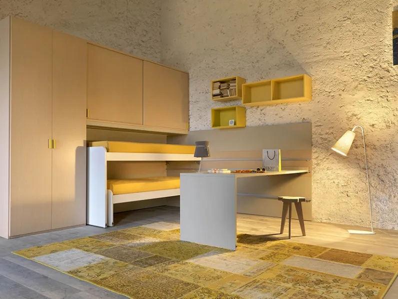 Cameretta salvaspazio con letti scorrevoli Warm Composizione 13 di Granzotto