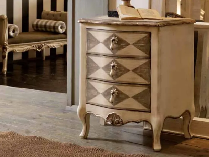 Comodino in legno intarsiato Art 2513 di Vittorio Grifoni