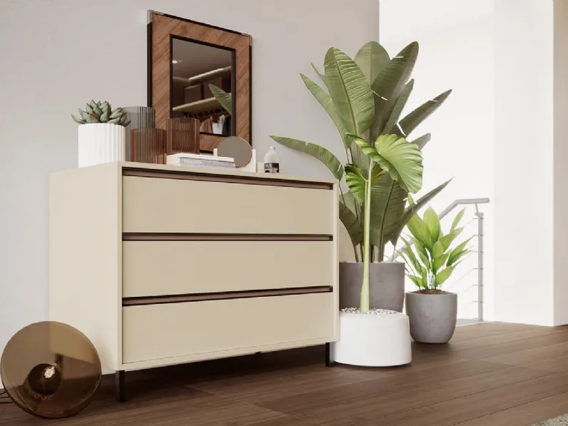 Comò Band in melaminico e pelle di Foresi Mobili