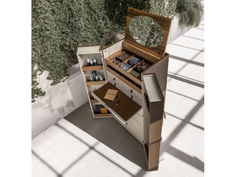 Cassettiera in cuoio, laccato e noce Bombay di Alivar