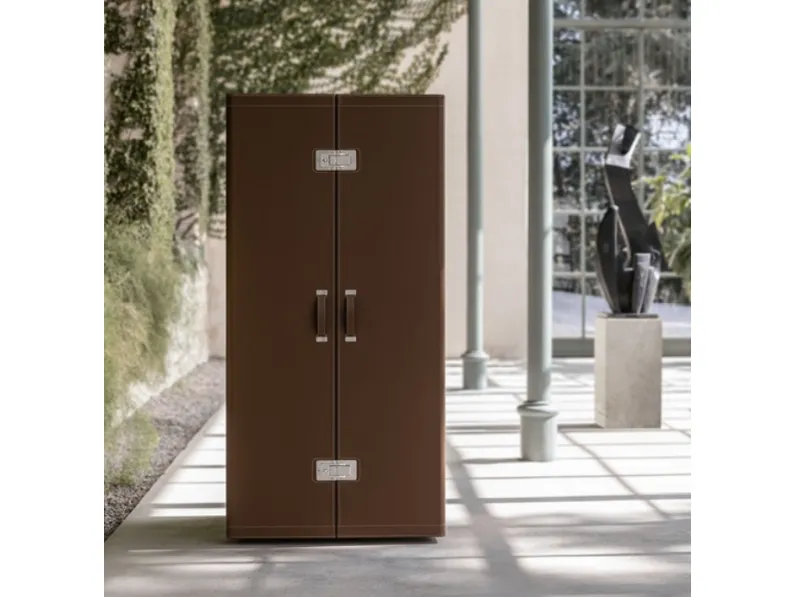 Cassettiera in cuoio, laccato e noce Bombay di Alivar