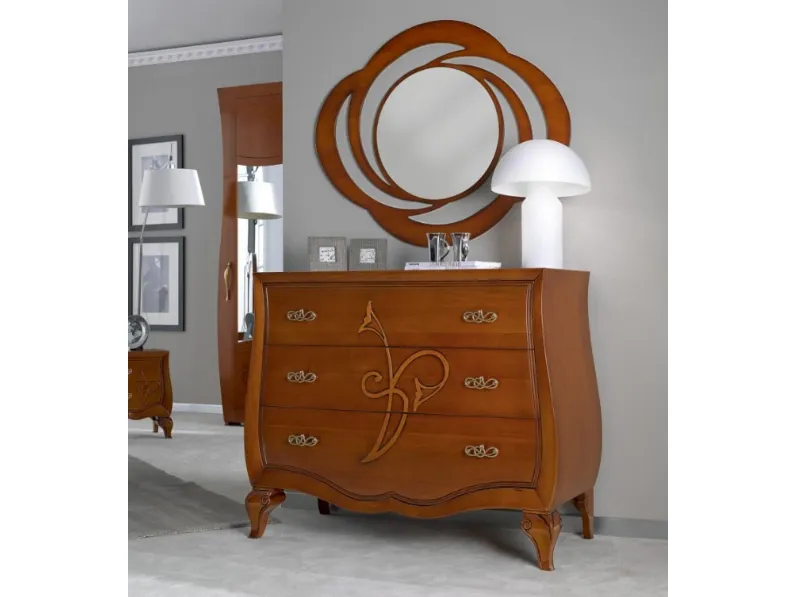 Comò Chantal art 4769 in Noce Medio con intarsio di Padovani Mobili