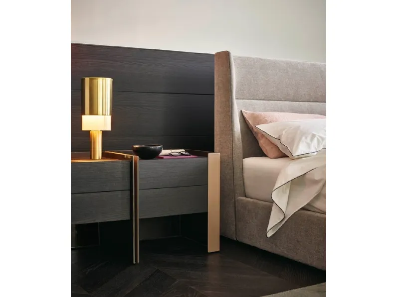 Comodino in olmo nero e cuoio Chloe di Poliform