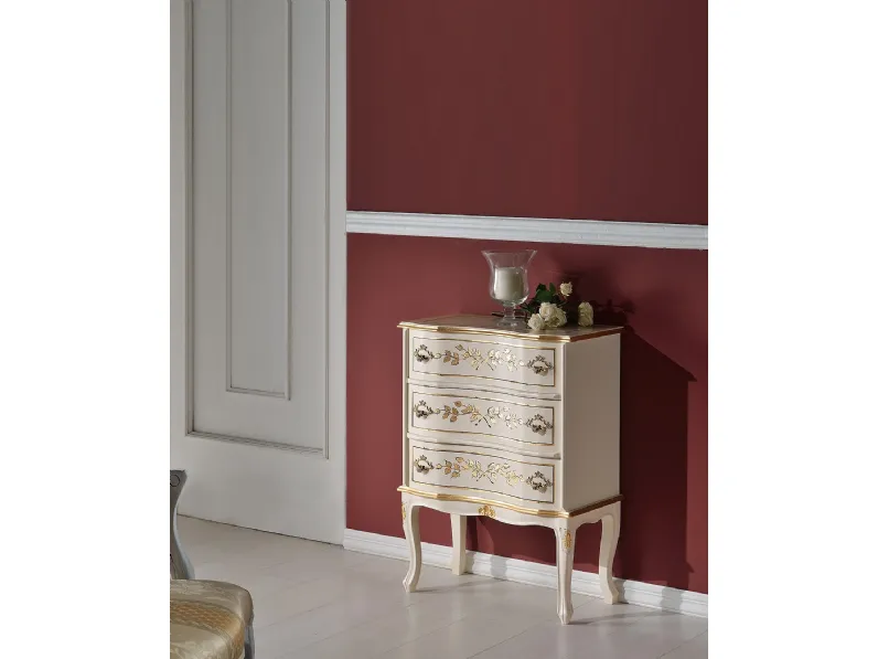 Comodino Classic 035 SPA BR in legno laccato con intarsio di Tarocco Vaccari