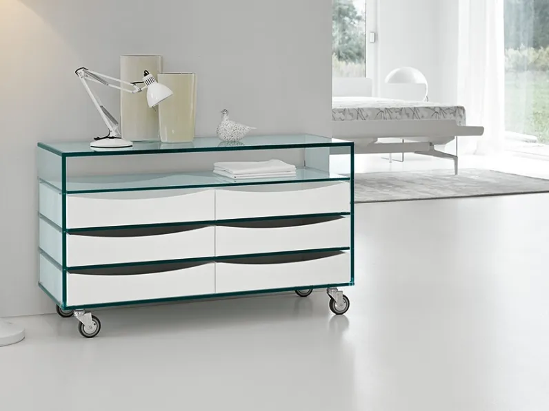 Comò Alto in vetro e laccato di Tonelli