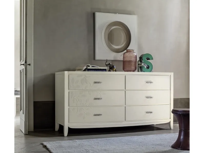 Comò in legno con decoro Foglia Eden Project IM8284 di Imba Srl