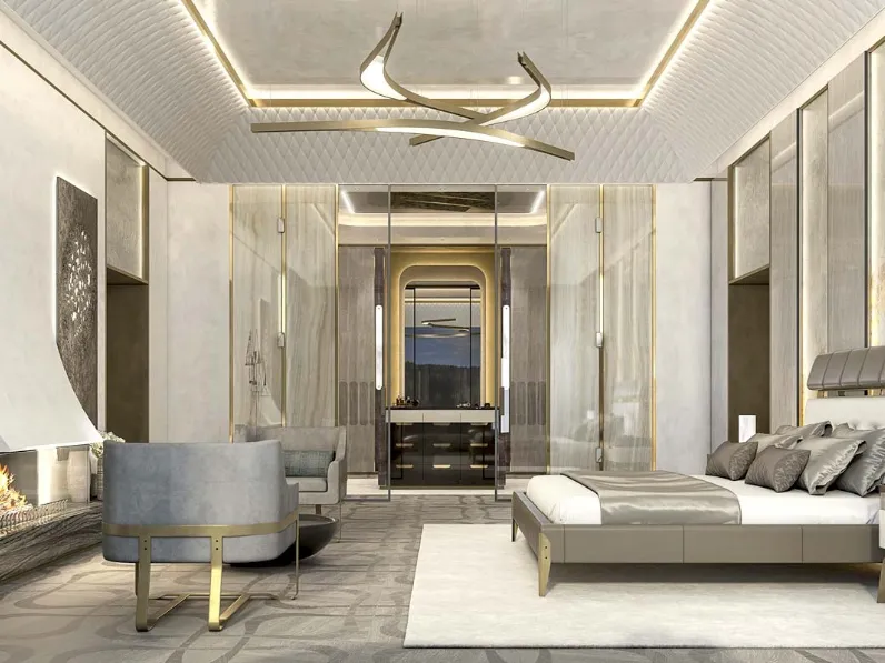 Comodino Gent in Noce, laccato e Ottone di Busatto