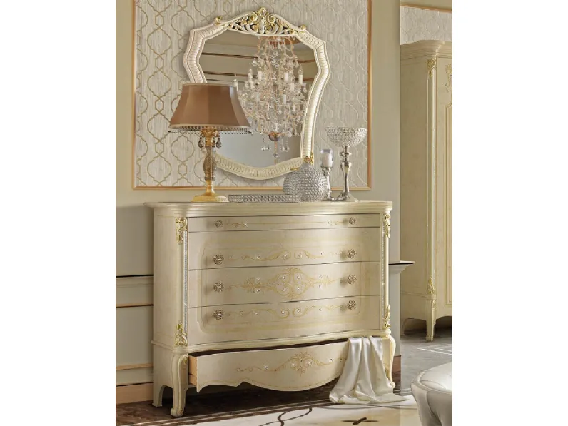 Comò con decoro impreziosito con Swarovski Ginevra Les Précieux di RTL Mobili