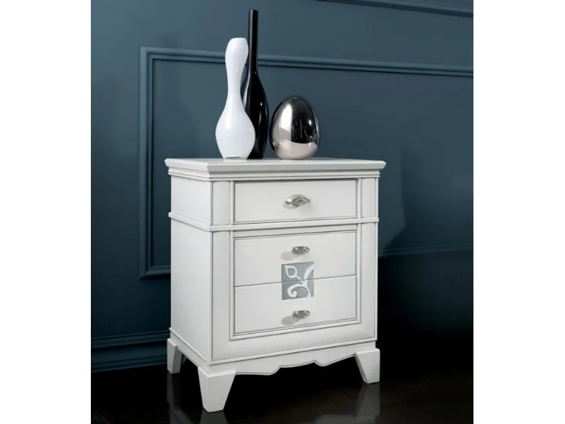 Comodino Giorgia art 3152 in laccato Bianco di Padovani Mobili