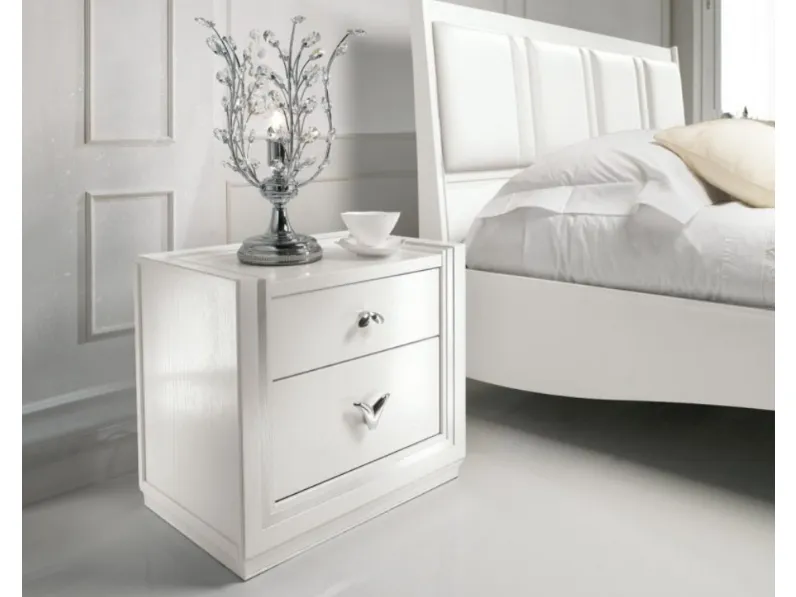 Comodino Giselle art 4020 in laccato Bianco di Padovani Mobili