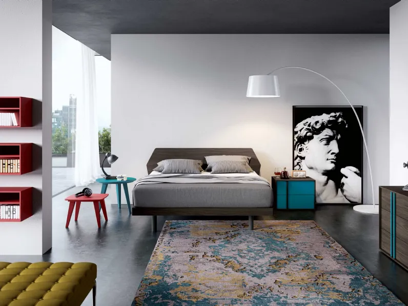 Gruppo Notte Alfa in melaminico e laccato di Spagnol Mobili