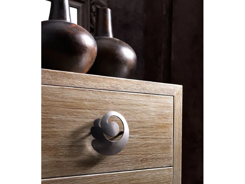 Gruppo notte Keope I particolare della maniglia in metallo di Cortezari